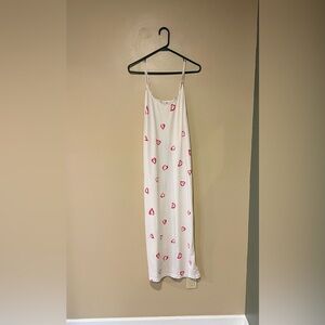 Victoria Secret Y2K Maxi Spaghetti Strap Pink Hearts Night Gown Size L